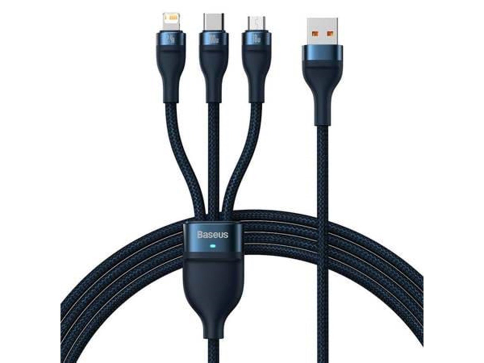 Baseus 3in1 USB cable  Flash Series USB-C + micro USB + Lightning 100W 1.2m (blue) Baseus 3in1 USB cable  Flash Series USB-C + micro USB + Lightning 100W 1.2m (blue)